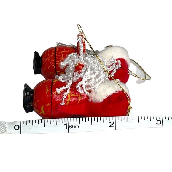 Vintage Wooden Santa and Mrs. Claus Christmas Ornaments - Picture 5 of 11